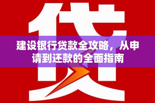 颍泉建设银行贷款全攻略，从申请到还款的全面指南