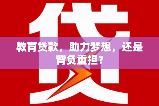 颍泉教育贷款，助力梦想，还是背负重担？