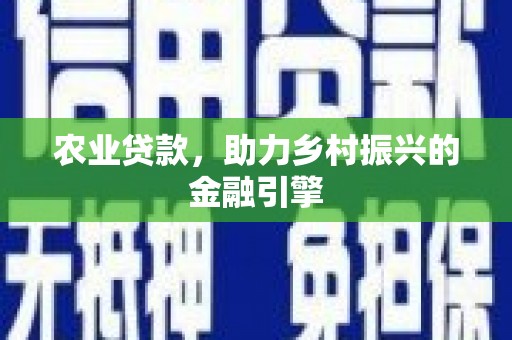 颍泉农业贷款，助力乡村振兴的金融引擎