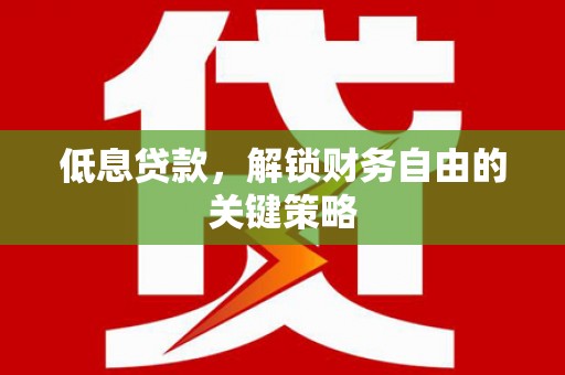 颍泉低息贷款，解锁财务自由的关键策略