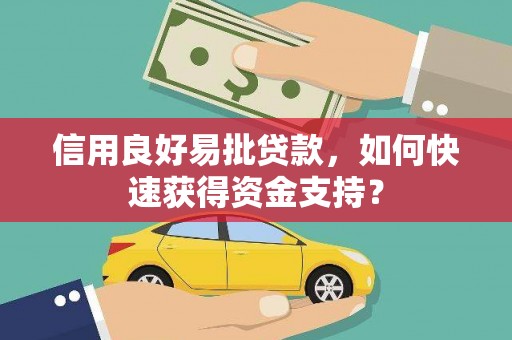 颍泉信用良好易批贷款，如何快速获得资金支持？