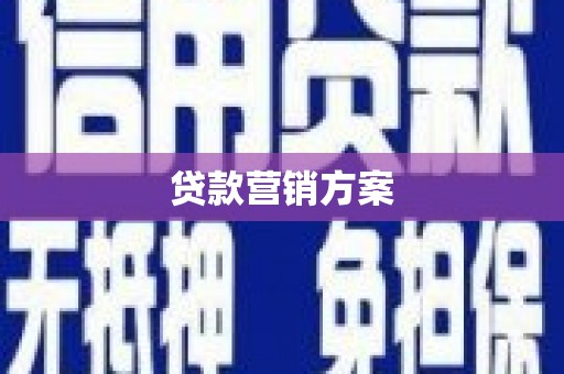 颍泉贷款营销方案