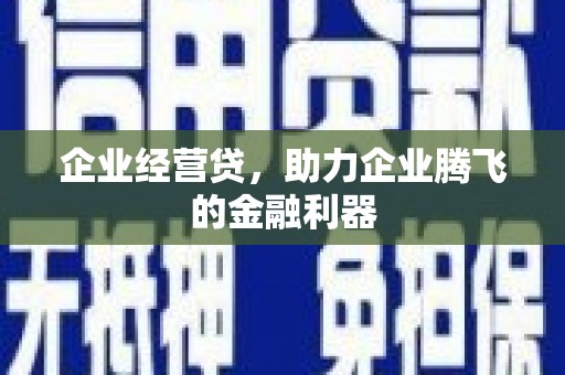 颍泉企业经营贷，助力企业腾飞的金融利器