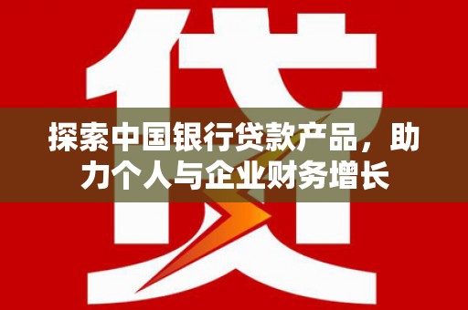 颍泉探索中国银行贷款产品，助力个人与企业财务增长