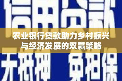 颍泉农业银行贷款助力乡村振兴与经济发展的双赢策略