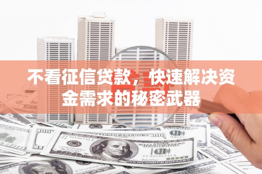 颍泉不看征信贷款，快速解决资金需求的秘密武器