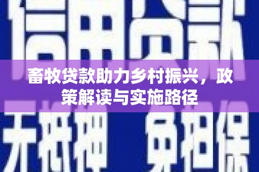 颍泉畜牧贷款助力乡村振兴，政策解读与实施路径