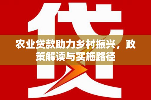 颍泉农业贷款助力乡村振兴，政策解读与实施路径