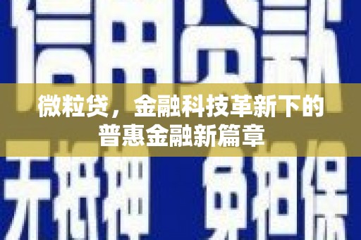 颍泉微粒贷，金融科技革新下的普惠金融新篇章