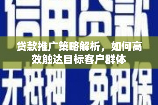 颍泉贷款推广策略解析，如何高效触达目标客户群体