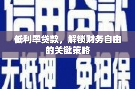 颍泉低利率贷款，解锁财务自由的关键策略