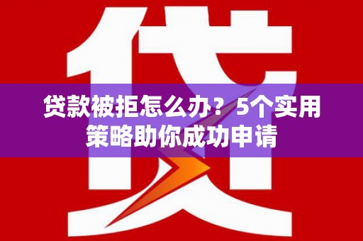 颍泉贷款被拒怎么办？5个实用策略助你成功申请