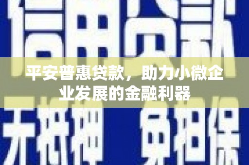 颍泉平安普惠贷款，助力小微企业发展的金融利器