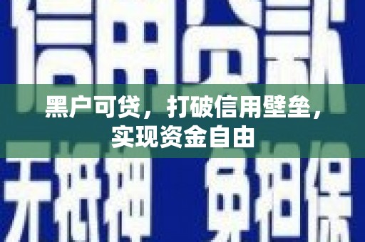 颍泉黑户可贷，打破信用壁垒，实现资金自由