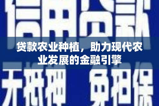 颍泉贷款农业种植，助力现代农业发展的金融引擎