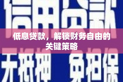 颍泉低息贷款，解锁财务自由的关键策略