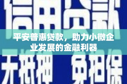 颍泉平安普惠贷款，助力小微企业发展的金融利器
