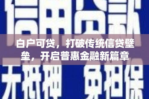 颍泉白户可贷，打破传统信贷壁垒，开启普惠金融新篇章